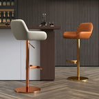 Tabourets de bar pivotants en cuir minimalistes à dossier bas pour la cuisine