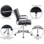 Flash Furniture Chaise de Bureau Exécutive Pivotante à Panneau Contemporaine en Similicuir à Dossier Mi-Haut