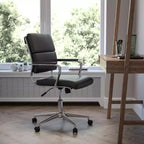 Flash Furniture Chaise de Bureau Exécutive Pivotante à Panneau Contemporaine en Similicuir à Dossier Mi-Haut