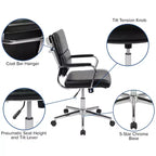 Flash Furniture Chaise de Bureau Exécutive Pivotante à Panneau Contemporaine en Similicuir à Dossier Mi-Haut