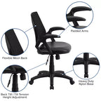 Chaise de bureau pivotante Flash Furniture Mid-Back Designer en maille avec accoudoirs ouverts