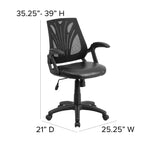 Chaise de bureau pivotante Flash Furniture Mid-Back Designer en maille avec accoudoirs ouverts
