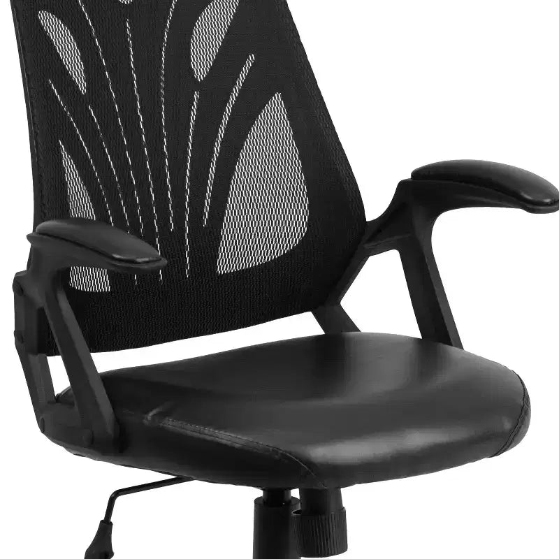 Chaise de bureau pivotante Flash Furniture Mid-Back Designer en maille avec accoudoirs ouverts