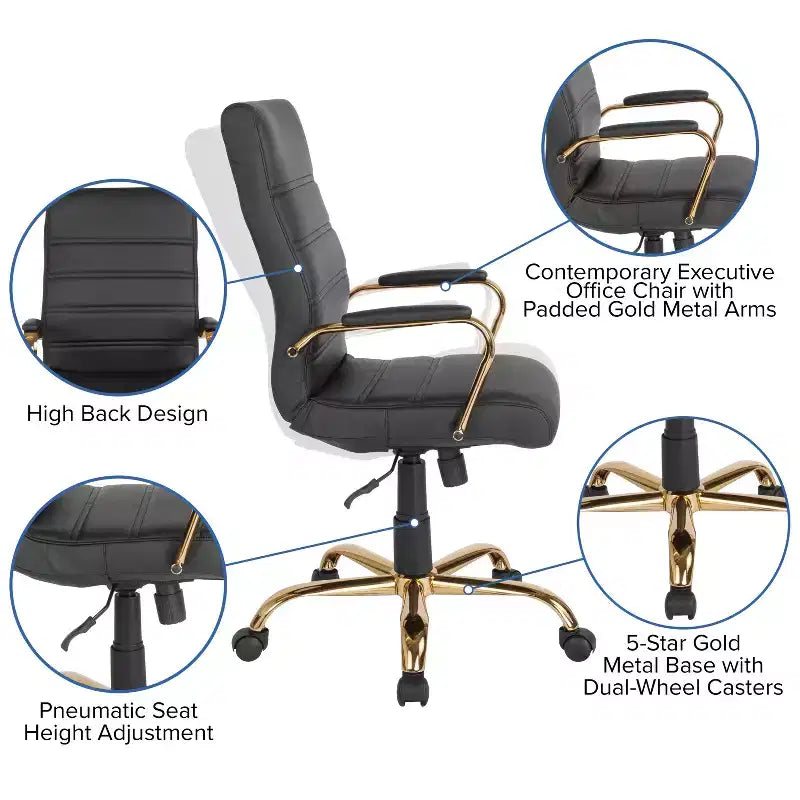 Fauteuil de bureau de direction pivotant Flash Furniture à dossier haut avec structure et accoudoirs en métal