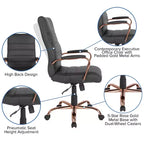 Fauteuil de bureau de direction pivotant Flash Furniture à dossier haut avec structure et accoudoirs en métal