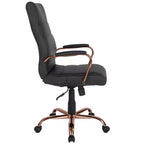 Fauteuil de bureau de direction pivotant Flash Furniture à dossier haut avec structure et accoudoirs en métal