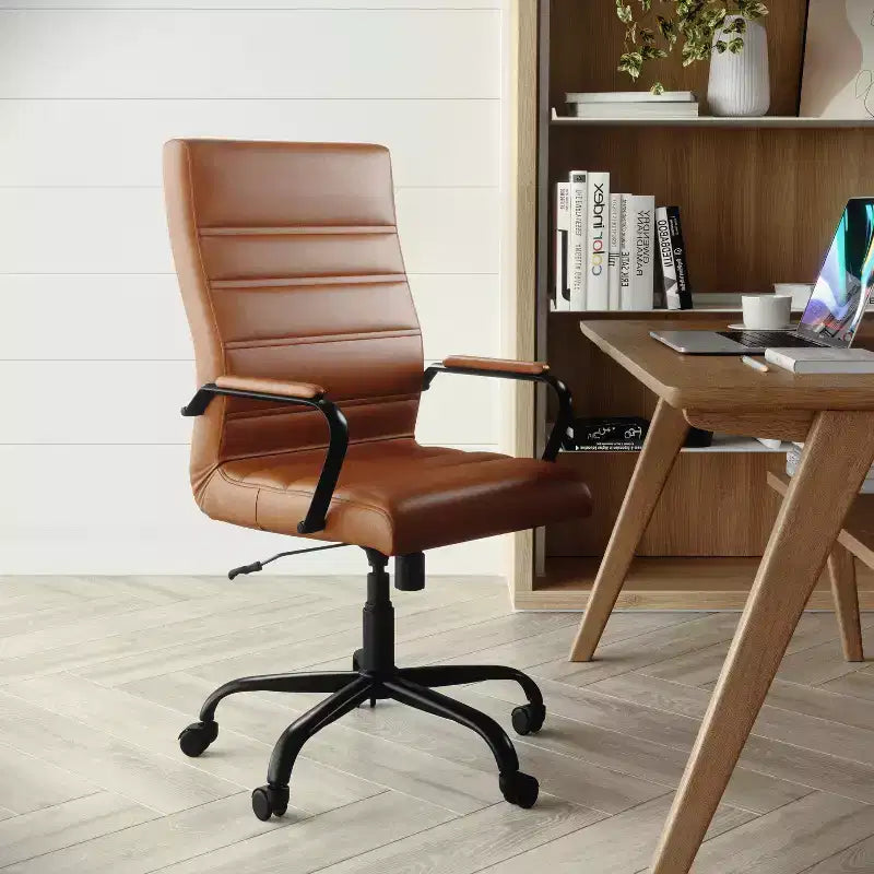 Fauteuil de bureau de direction pivotant Flash Furniture à dossier haut avec structure et accoudoirs en métal