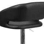 Tabouret de bar contemporain Flash Furniture en vinyle, réglable en hauteur, avec dossier mi-haut arrondi