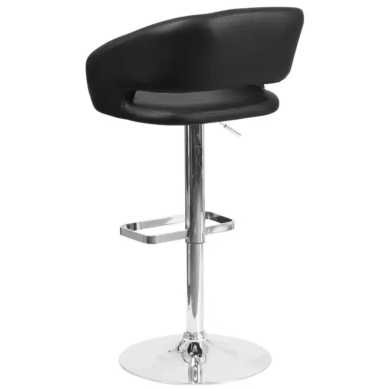Tabouret de bar contemporain Flash Furniture en vinyle, réglable en hauteur, avec dossier mi-haut arrondi