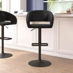 Tabouret de bar contemporain Flash Furniture en vinyle, réglable en hauteur, avec dossier mi-haut arrondi