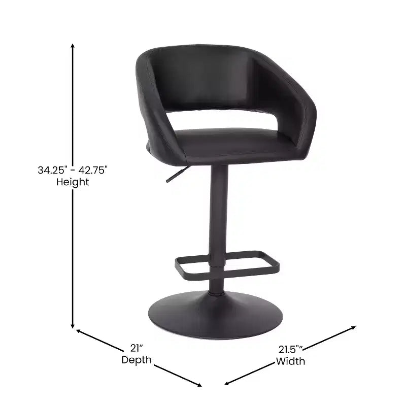 Tabouret de bar contemporain Flash Furniture en vinyle, réglable en hauteur, avec dossier mi-haut arrondi