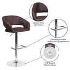 Tabouret de bar contemporain Flash Furniture en vinyle, réglable en hauteur, avec dossier mi-haut arrondi