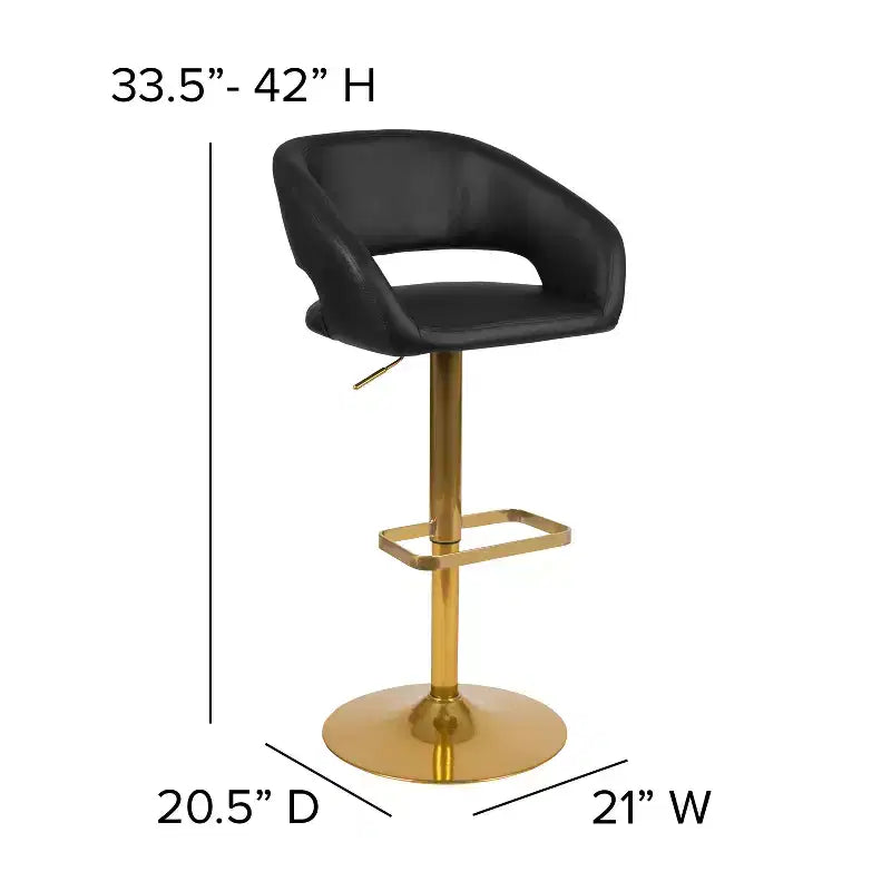Tabouret de bar contemporain Flash Furniture en vinyle, réglable en hauteur, avec dossier mi-haut arrondi