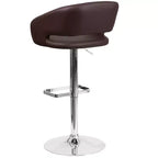 Tabouret de bar contemporain Flash Furniture en vinyle, réglable en hauteur, avec dossier mi-haut arrondi