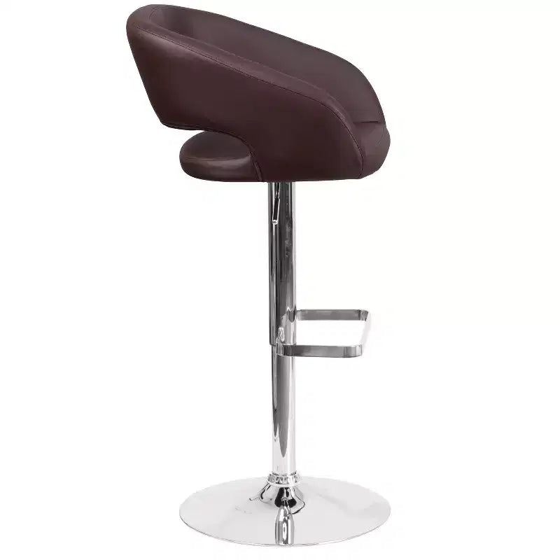 Tabouret de bar contemporain Flash Furniture en vinyle, réglable en hauteur, avec dossier mi-haut arrondi