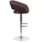 Tabouret de bar contemporain Flash Furniture en vinyle, réglable en hauteur, avec dossier mi-haut arrondi