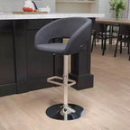 Tabouret de bar contemporain Flash Furniture en vinyle, réglable en hauteur, avec dossier mi-haut arrondi