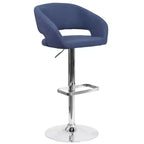 Tabouret de bar contemporain Flash Furniture en vinyle, réglable en hauteur, avec dossier mi-haut arrondi