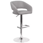 Tabouret de bar contemporain Flash Furniture en vinyle, réglable en hauteur, avec dossier mi-haut arrondi