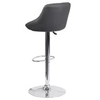 Tabouret de bar contemporain Flash Furniture avec siège baquet en vinyle, dossier à motif losanges et piètement chromé, réglable en hauteur
