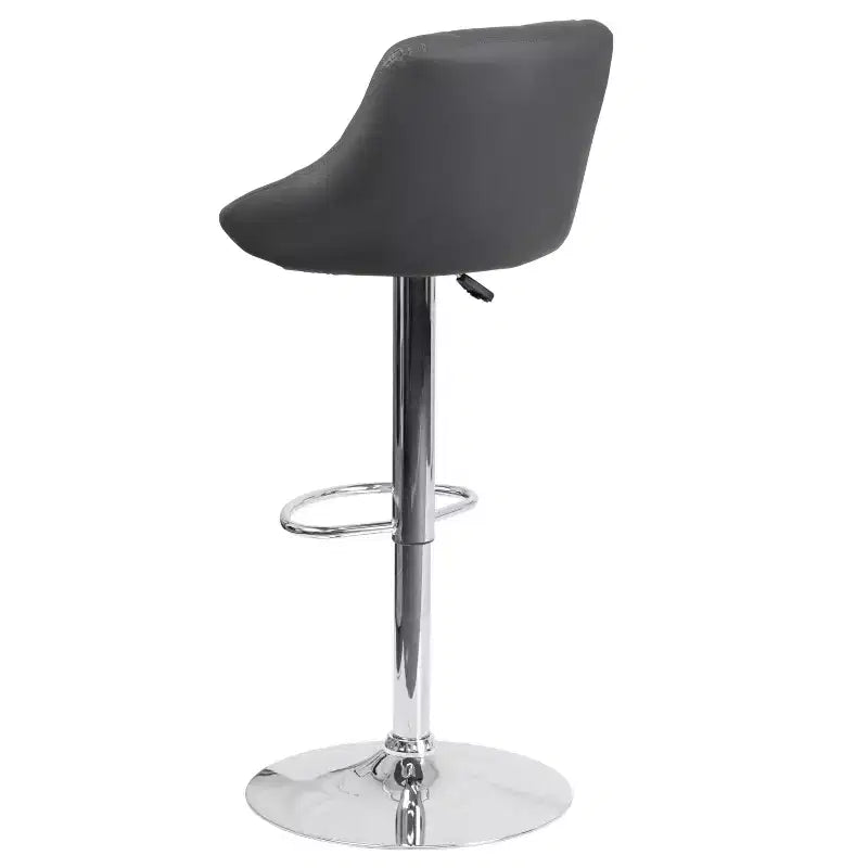 Tabouret de bar contemporain Flash Furniture avec siège baquet en vinyle, dossier à motif losanges et piètement chromé, réglable en hauteur