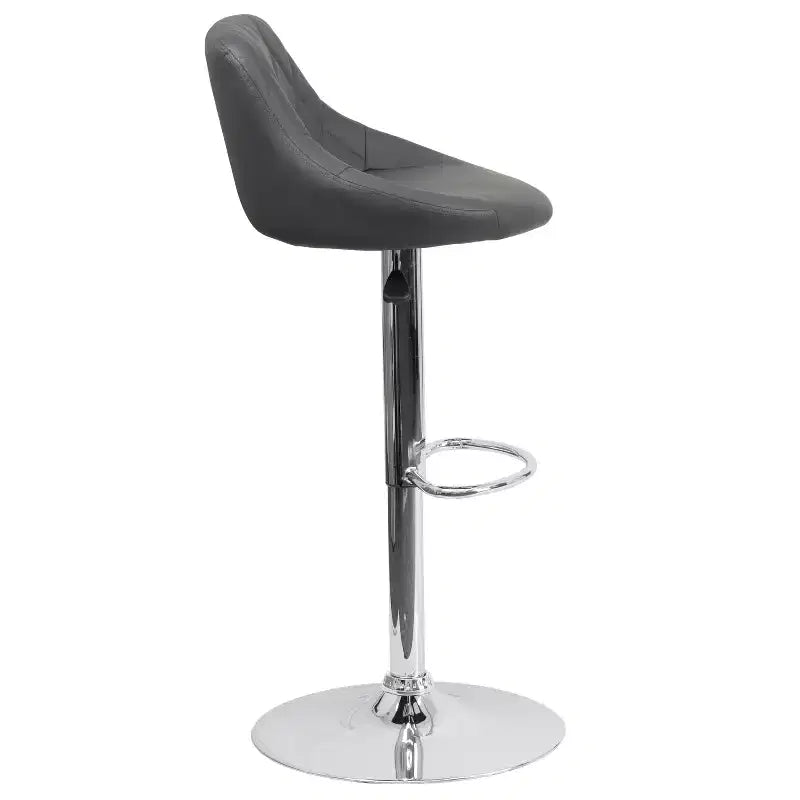 Tabouret de bar contemporain Flash Furniture avec siège baquet en vinyle, dossier à motif losanges et piètement chromé, réglable en hauteur