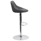 Tabouret de bar contemporain Flash Furniture avec siège baquet en vinyle, dossier à motif losanges et piètement chromé, réglable en hauteur