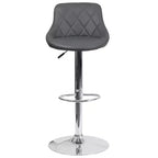 Tabouret de bar contemporain Flash Furniture avec siège baquet en vinyle, dossier à motif losanges et piètement chromé, réglable en hauteur