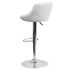 Tabouret de bar contemporain Flash Furniture avec siège baquet en vinyle, dossier à motif losanges et piètement chromé, réglable en hauteur