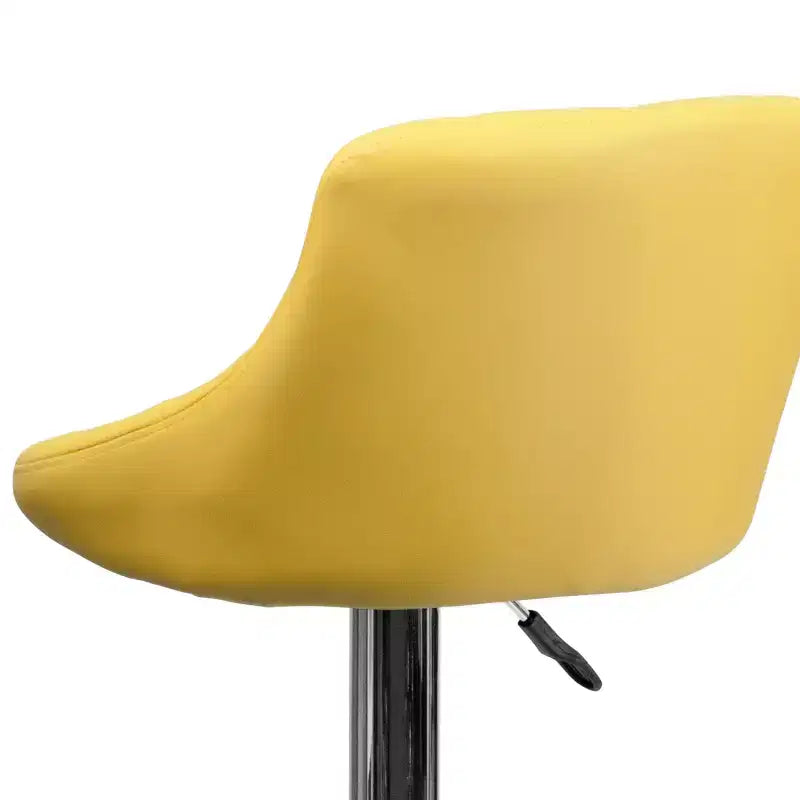 Tabouret de bar contemporain Flash Furniture avec siège baquet en vinyle, dossier à motif losanges et piètement chromé, réglable en hauteur