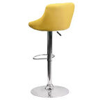 Tabouret de bar contemporain Flash Furniture avec siège baquet en vinyle, dossier à motif losanges et piètement chromé, réglable en hauteur