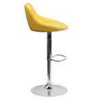 Tabouret de bar contemporain Flash Furniture avec siège baquet en vinyle, dossier à motif losanges et piètement chromé, réglable en hauteur