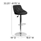 Tabouret de bar contemporain Flash Furniture avec siège baquet en vinyle, dossier à motif losanges et piètement chromé, réglable en hauteur