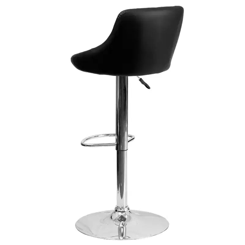 Tabouret de bar contemporain Flash Furniture avec siège baquet en vinyle, dossier à motif losanges et piètement chromé, réglable en hauteur