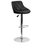 Tabouret de bar contemporain Flash Furniture avec siège baquet en vinyle, dossier à motif losanges et piètement chromé, réglable en hauteur