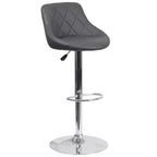 Tabouret de bar contemporain Flash Furniture avec siège baquet en vinyle, dossier à motif losanges et piètement chromé, réglable en hauteur