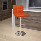Tabouret de bar contemporain Flash Furniture en vinyle matelassé, hauteur réglable, avec piètement chromé