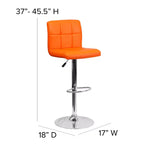 Tabouret de bar contemporain Flash Furniture en vinyle matelassé, hauteur réglable, avec piètement chromé