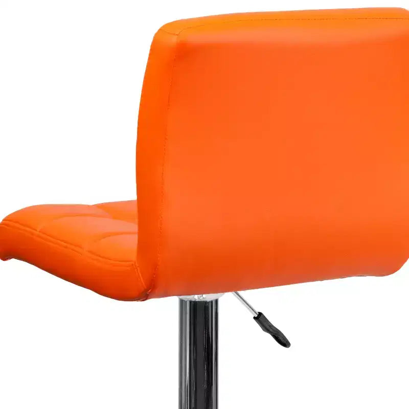 Tabouret de bar contemporain Flash Furniture en vinyle matelassé, hauteur réglable, avec piètement chromé