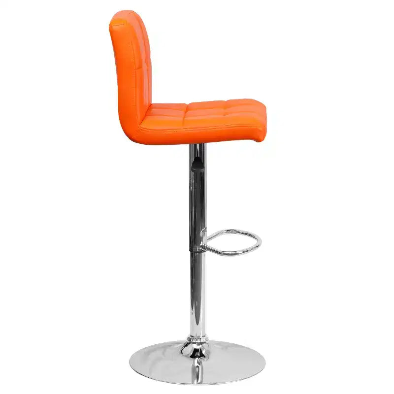Tabouret de bar contemporain Flash Furniture en vinyle matelassé, hauteur réglable, avec piètement chromé