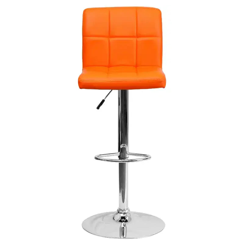 Tabouret de bar contemporain Flash Furniture en vinyle matelassé, hauteur réglable, avec piètement chromé