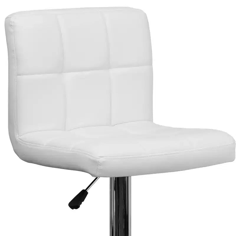 Tabouret de bar contemporain Flash Furniture en vinyle matelassé, hauteur réglable, avec piètement chromé