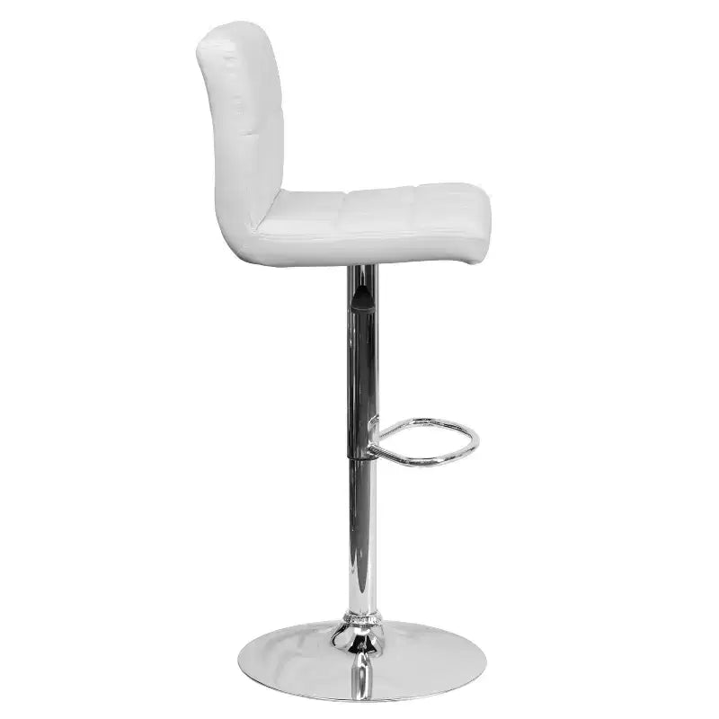 Tabouret de bar contemporain Flash Furniture en vinyle matelassé, hauteur réglable, avec piètement chromé