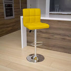Tabouret de bar contemporain Flash Furniture en vinyle matelassé, hauteur réglable, avec piètement chromé