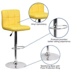 Tabouret de bar contemporain Flash Furniture en vinyle matelassé, hauteur réglable, avec piètement chromé