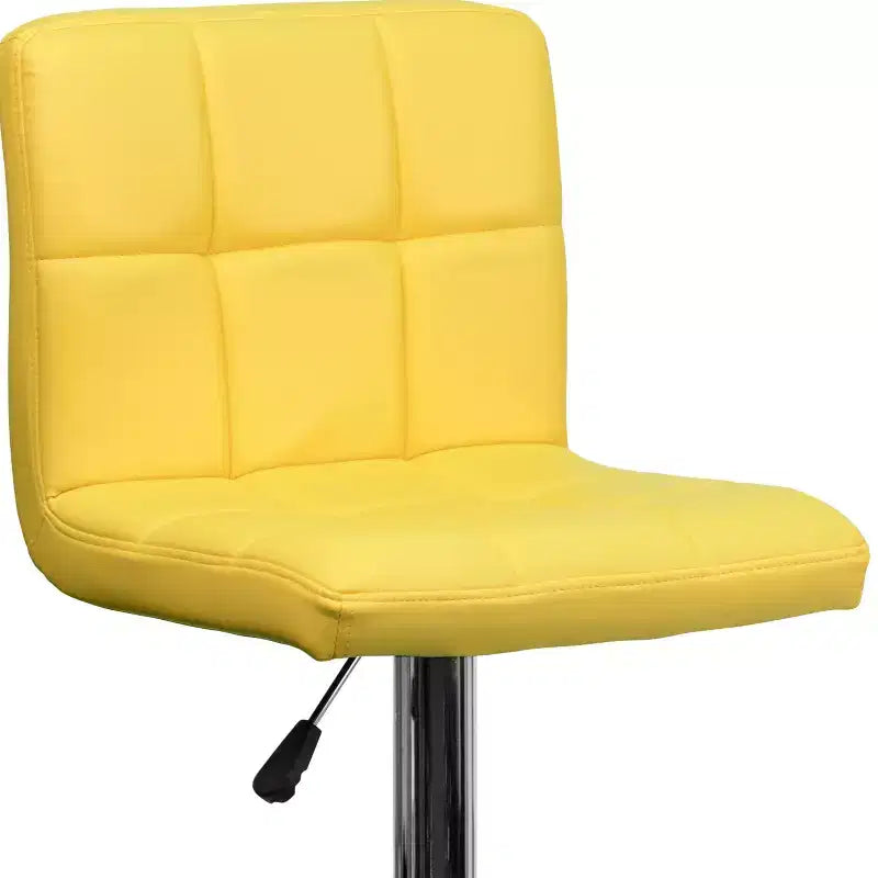 Tabouret de bar contemporain Flash Furniture en vinyle matelassé, hauteur réglable, avec piètement chromé