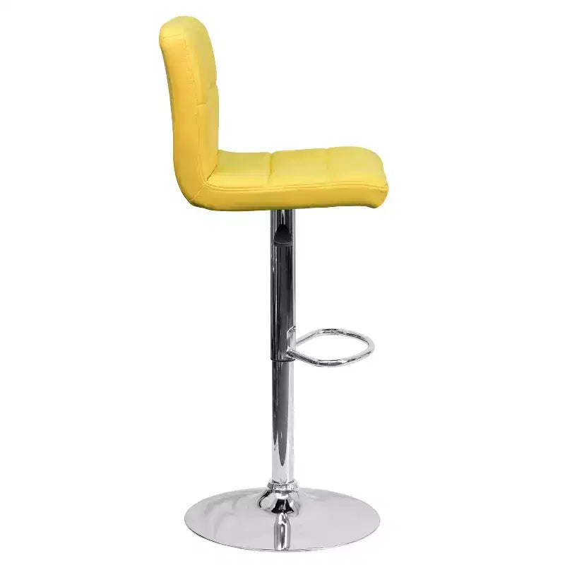 Tabouret de bar contemporain Flash Furniture en vinyle matelassé, hauteur réglable, avec piètement chromé