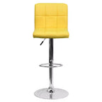 Tabouret de bar contemporain Flash Furniture en vinyle matelassé, hauteur réglable, avec piètement chromé