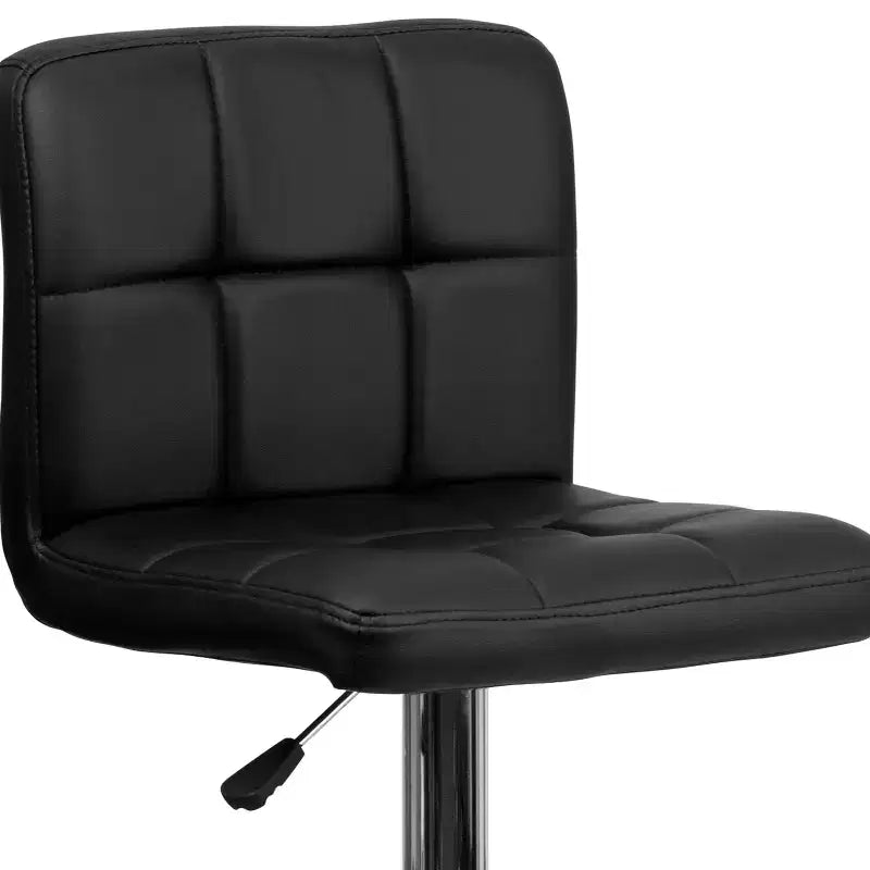 Tabouret de bar contemporain Flash Furniture en vinyle matelassé, hauteur réglable, avec piètement chromé