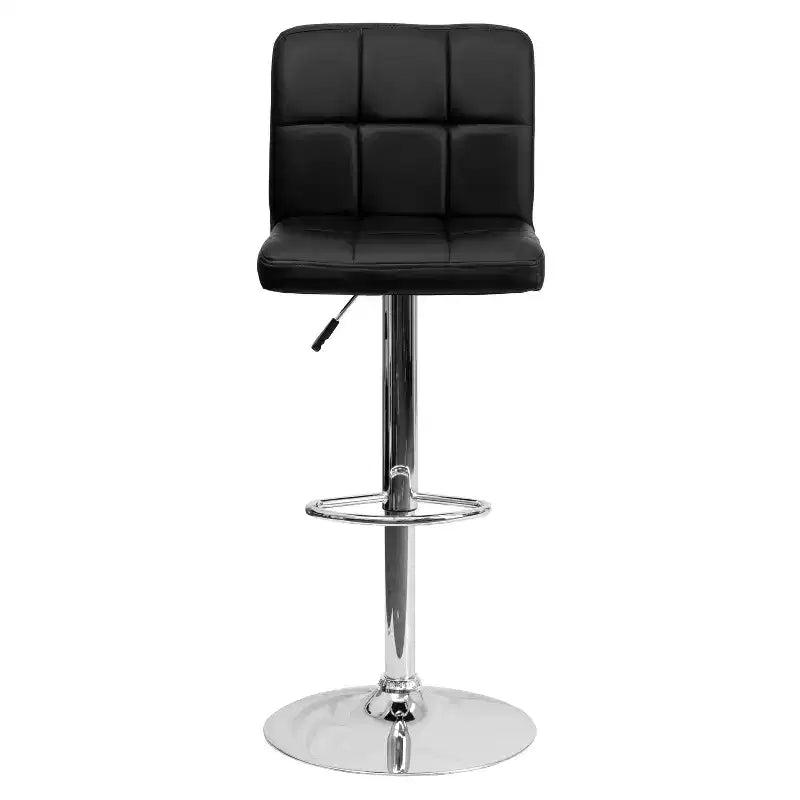 Tabouret de bar contemporain Flash Furniture en vinyle matelassé, hauteur réglable, avec piètement chromé